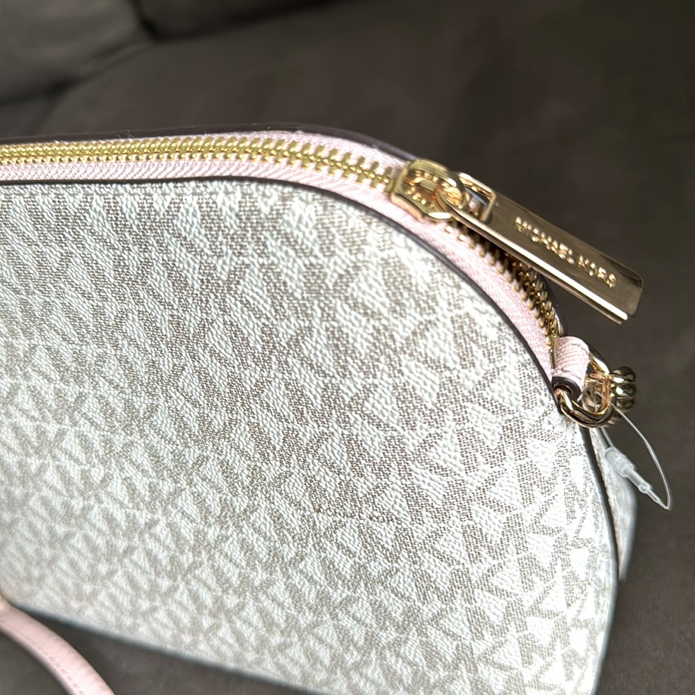 MICHAEL KORS Pink Blush & Nude Monogram Cross Body Bag /Purse. NEW - Picture 4 of 8